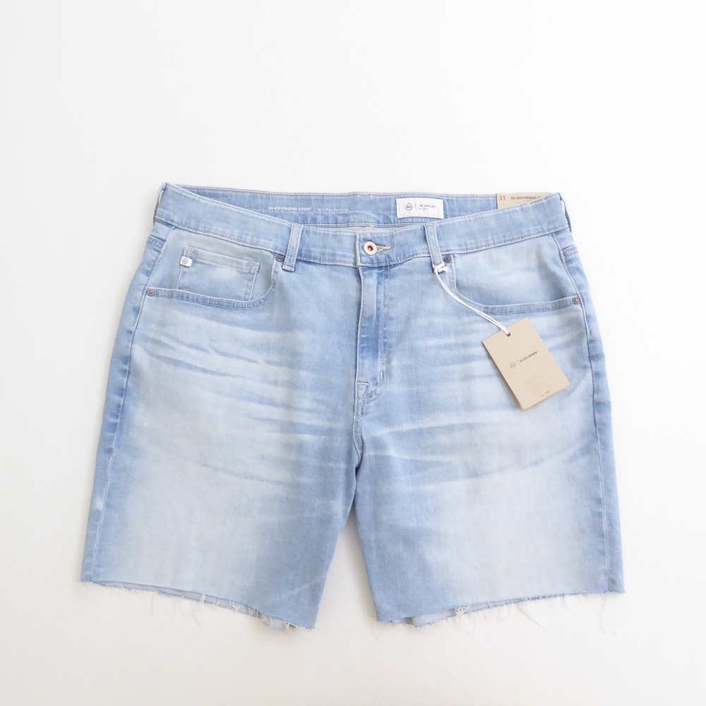 AG Adriano Goldschmied Ex-Boyfriend Short Light Blue Mid-Rise Bermuda Raw Hem 31